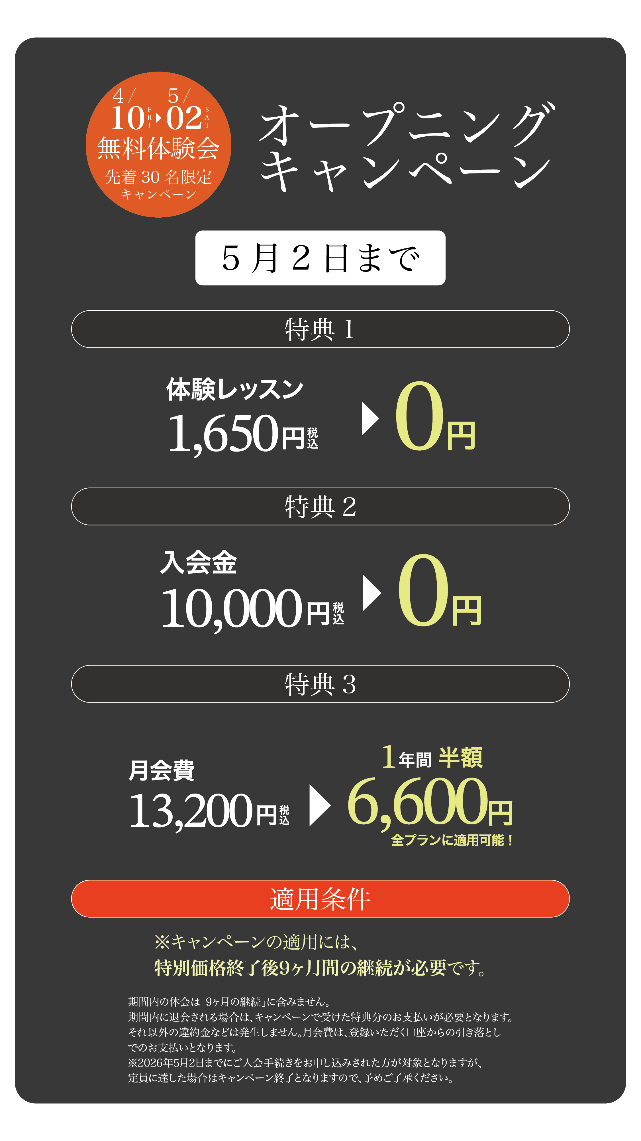 プレオープンキャンペーン詳細